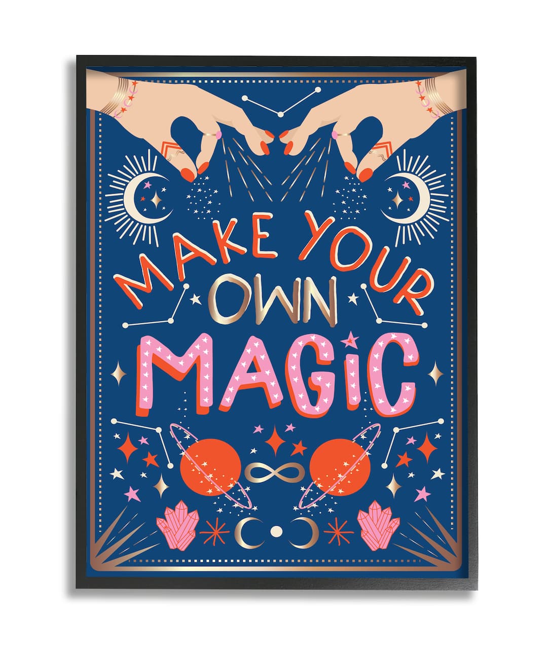 Stupell Industries Make Your Magic Phrase Fashion Hands and Constellations in Black Frame Wall Art